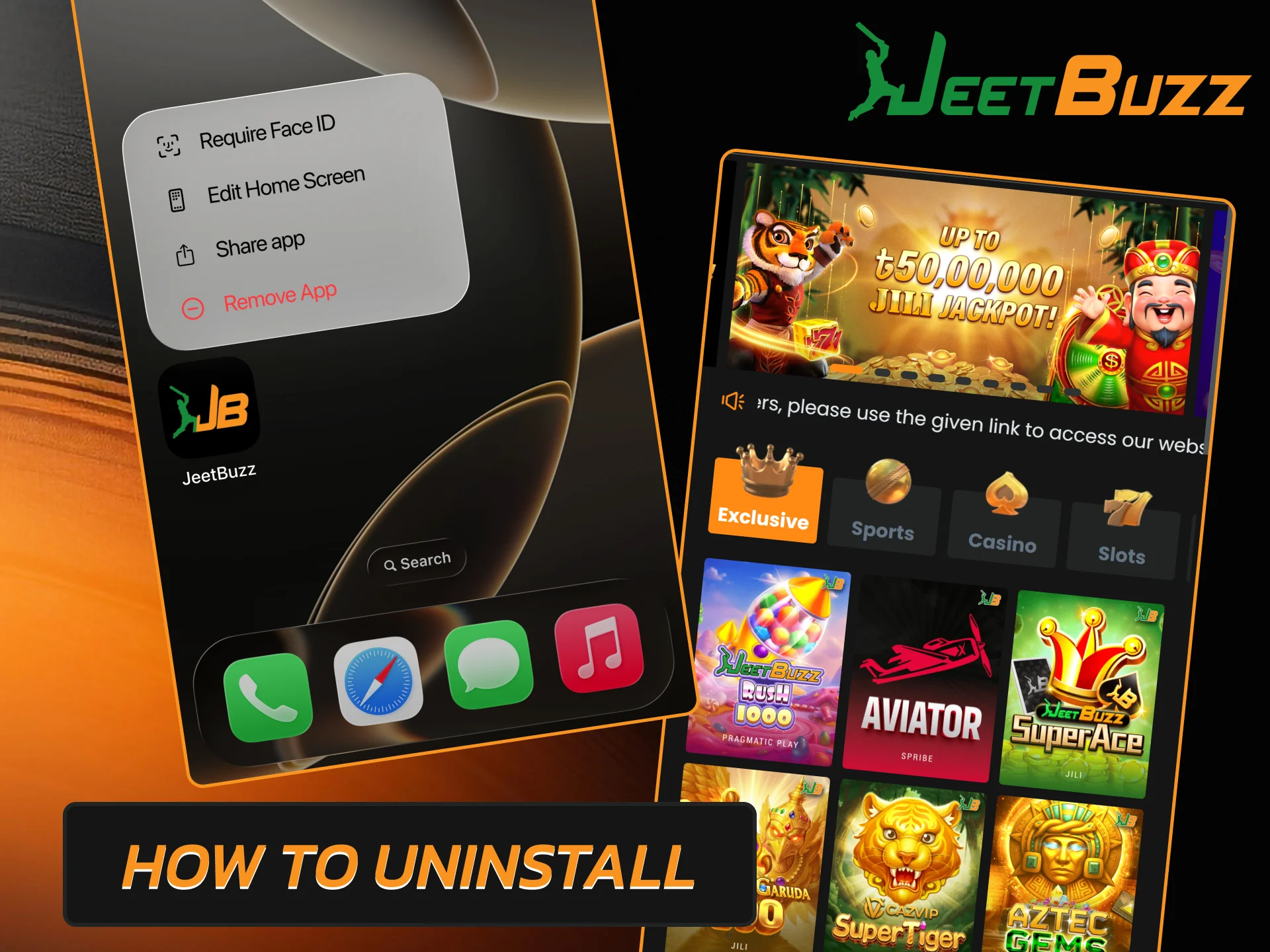 Follow the simple steps to uninstall the Jeetbuzz application from your mobile device.