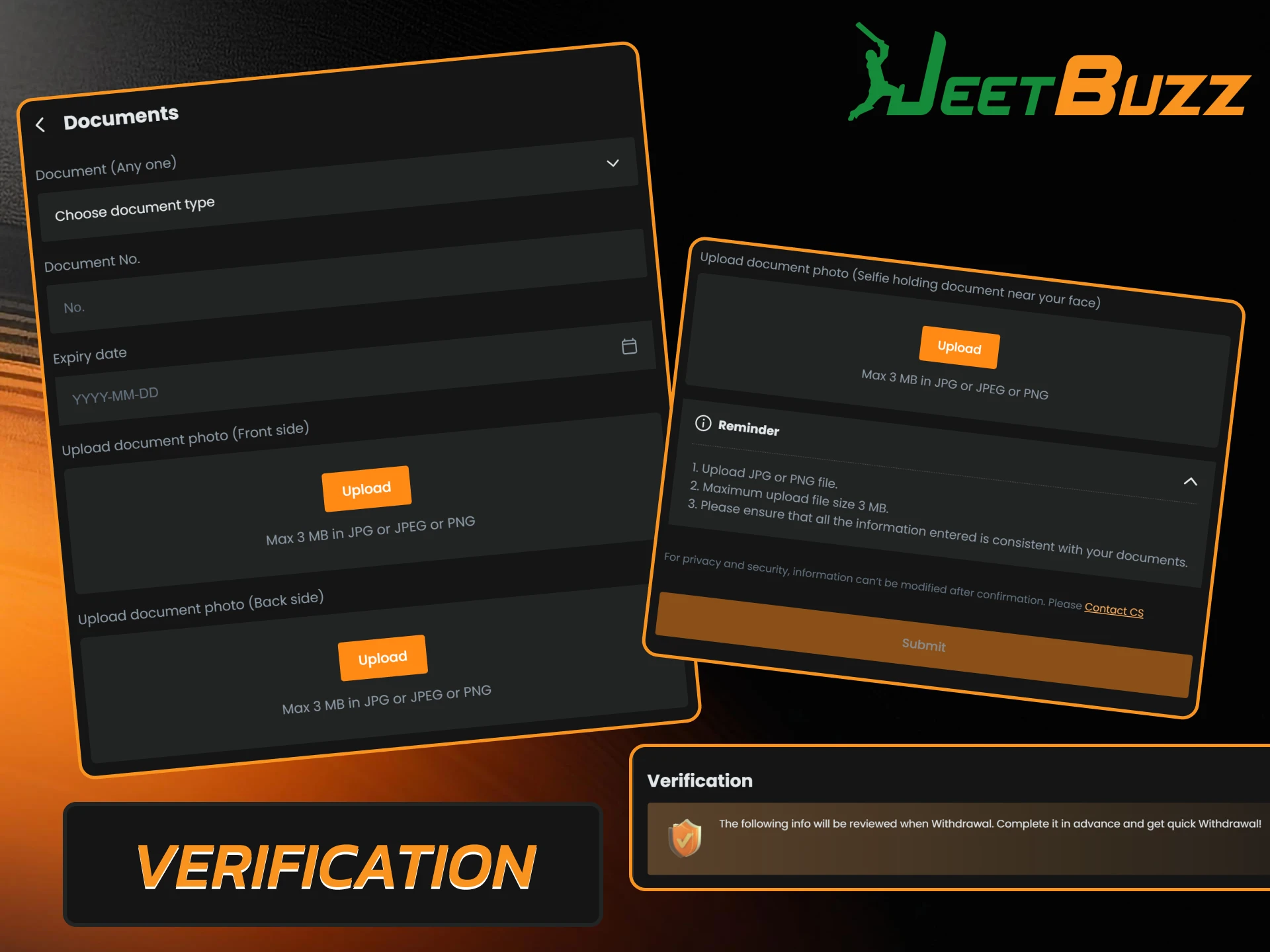 Complete the KYC process to secure your account and enable fast withdrawals at Jeetbuzz.